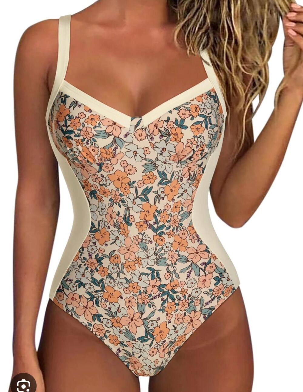 XL Eliot no tag one piece colorblock floral tummy control lace up back swimsuit